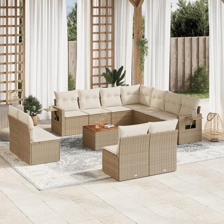 sofasæt til haven 12 dele med hynder polyrattan beige