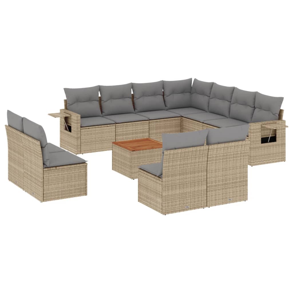sofasæt til haven 12 dele med hynder polyrattan beige