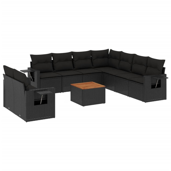 sofasæt til haven 10 dele med hynder polyrattan sort