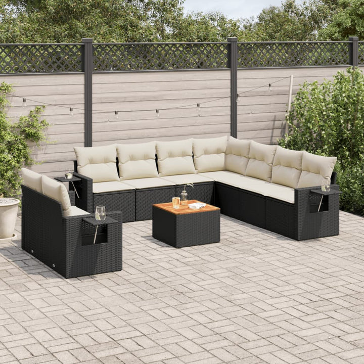 sofasæt til haven 10 dele med hynder polyrattan sort