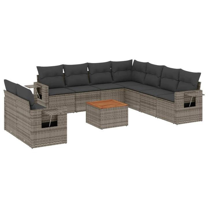 sofasæt til haven 10 dele med hynder polyrattan grå
