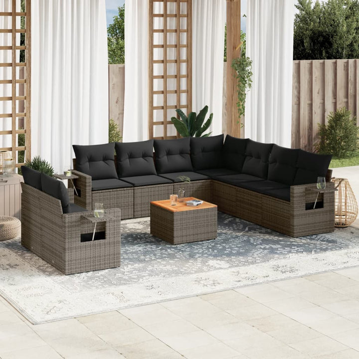 sofasæt til haven 10 dele med hynder polyrattan grå