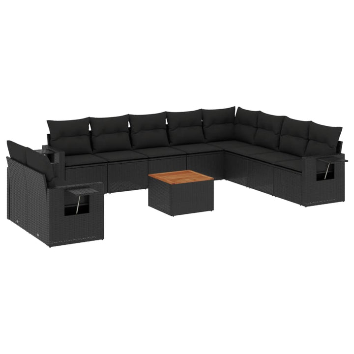 sofasæt til haven 11 dele med hynder polyrattan sort