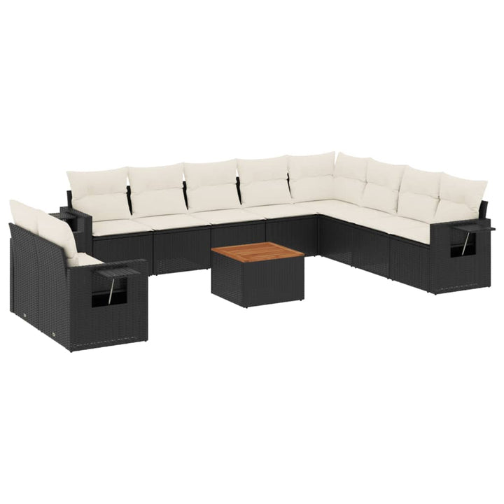 sofasæt til haven 11 dele med hynder polyrattan sort