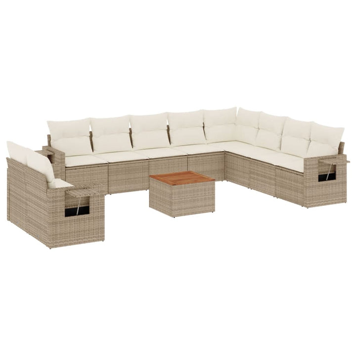sofasæt til haven 11 dele med hynder polyrattan beige