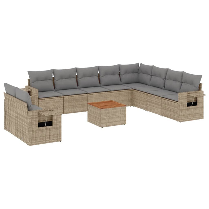 sofasæt til haven 11 dele med hynder polyrattan beige