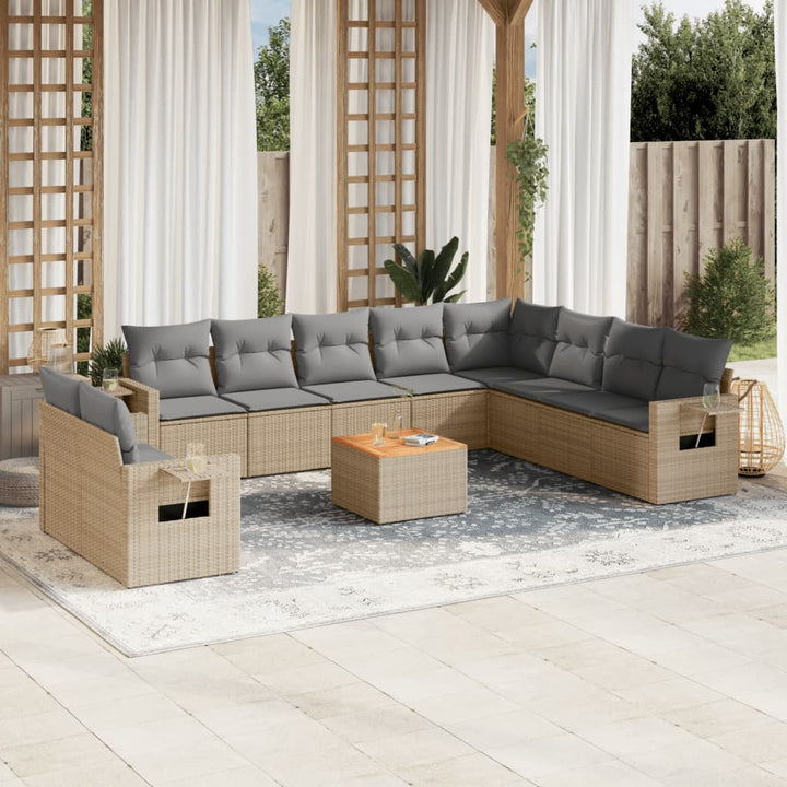 sofasæt til haven 11 dele med hynder polyrattan beige