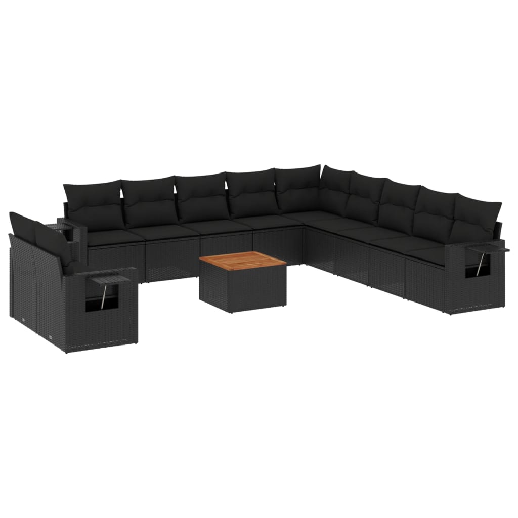 sofasæt til haven 12 dele med hynder polyrattan sort