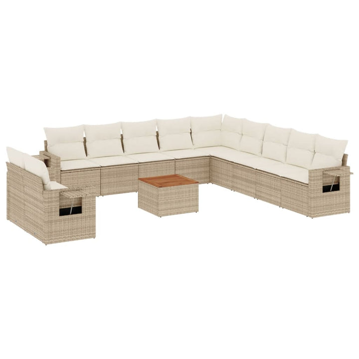sofasæt til haven 12 dele med hynder polyrattan beige