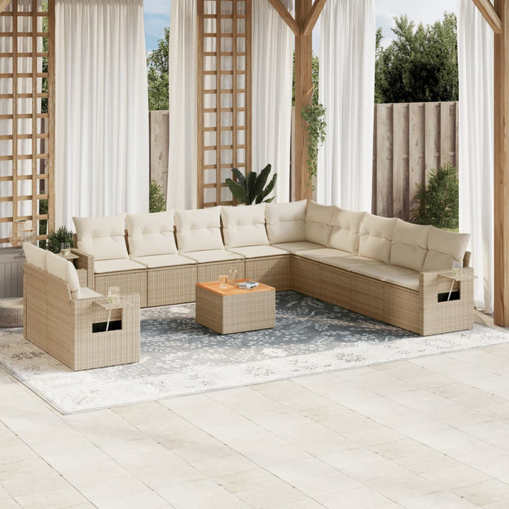 sofasæt til haven 12 dele med hynder polyrattan beige