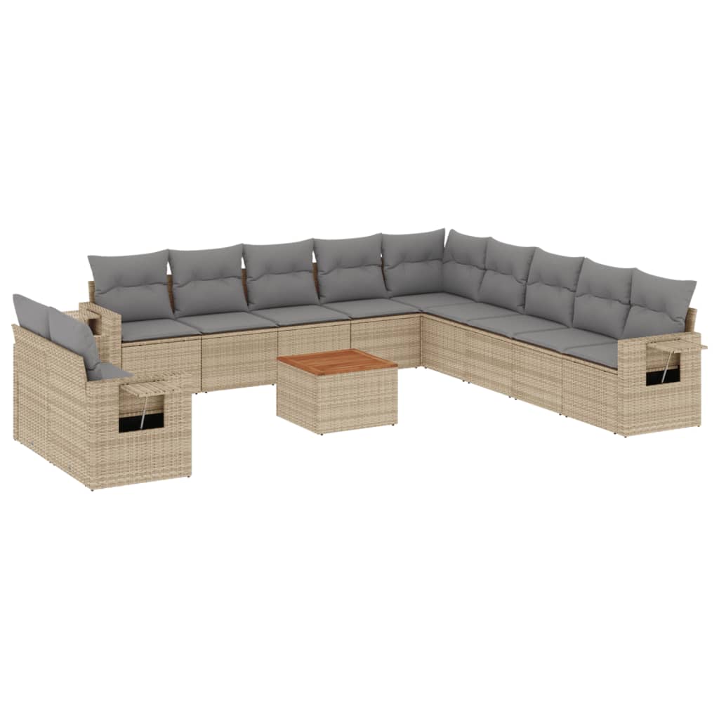 sofasæt til haven 12 dele med hynder polyrattan beige