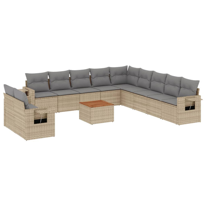 sofasæt til haven 12 dele med hynder polyrattan beige