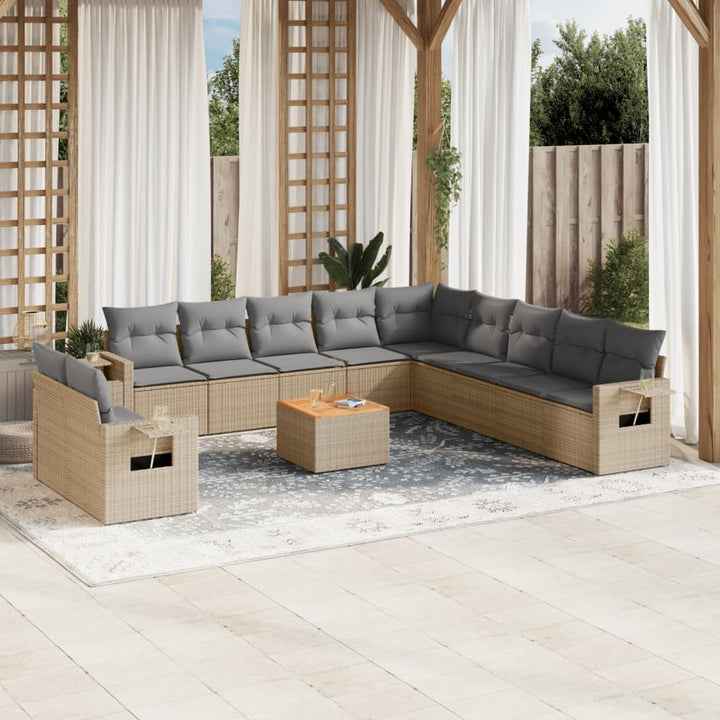 sofasæt til haven 12 dele med hynder polyrattan beige