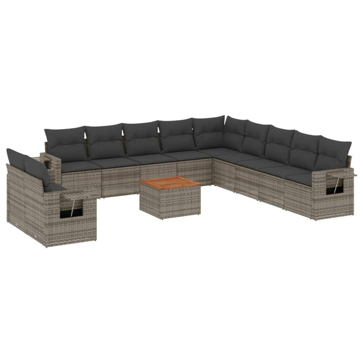 sofasæt til haven 12 dele med hynder polyrattan grå