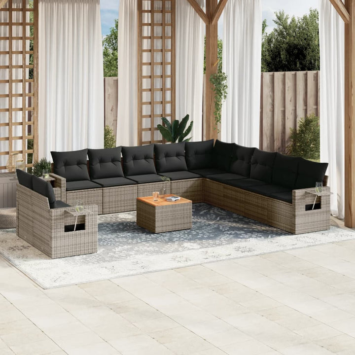 sofasæt til haven 12 dele med hynder polyrattan grå