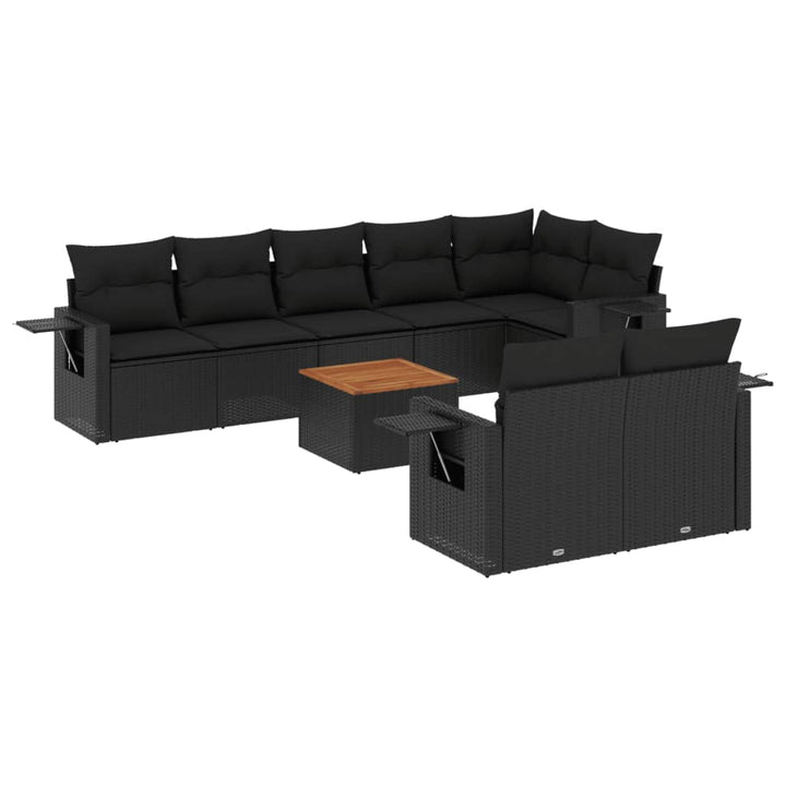sofasæt til haven 9 dele med hynder polyrattan sort