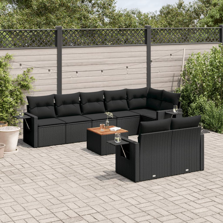 sofasæt til haven 9 dele med hynder polyrattan sort