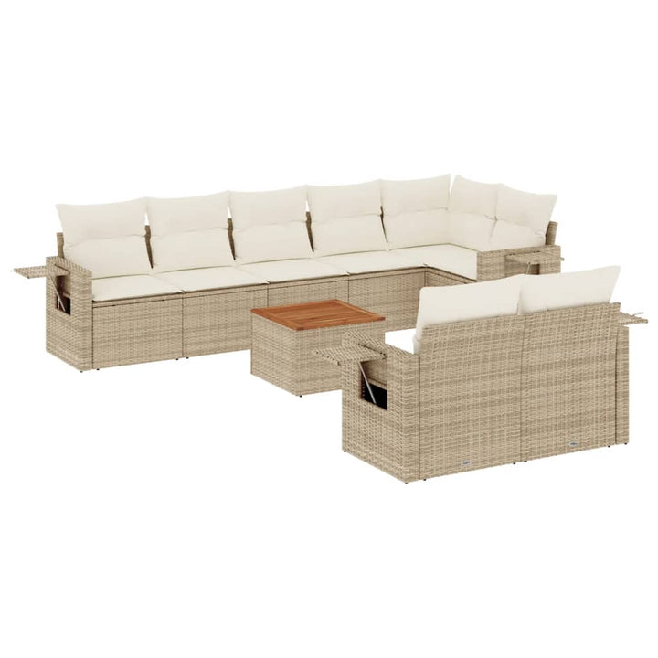 sofasæt til haven 9 dele med hynder polyrattan beige