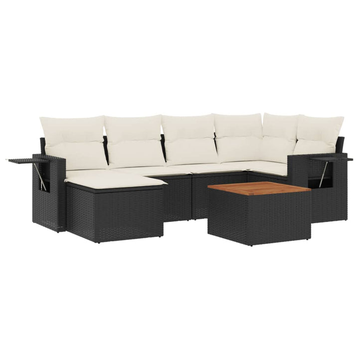 sofasæt til haven 7 dele med hynder polyrattan sort