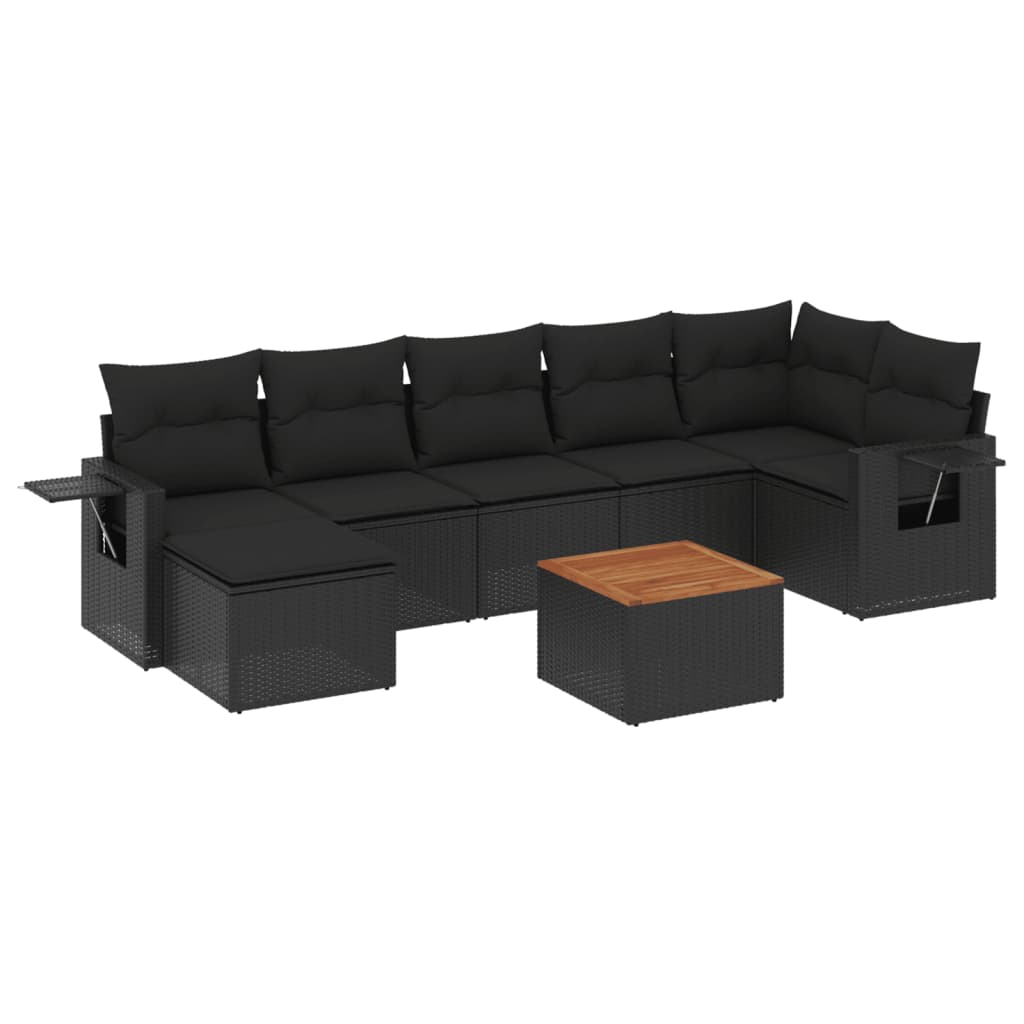 sofasæt til haven 8 dele med hynder polyrattan sort