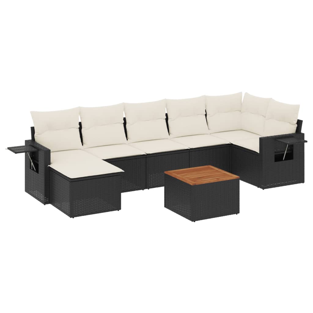 sofasæt til haven 8 dele med hynder polyrattan sort