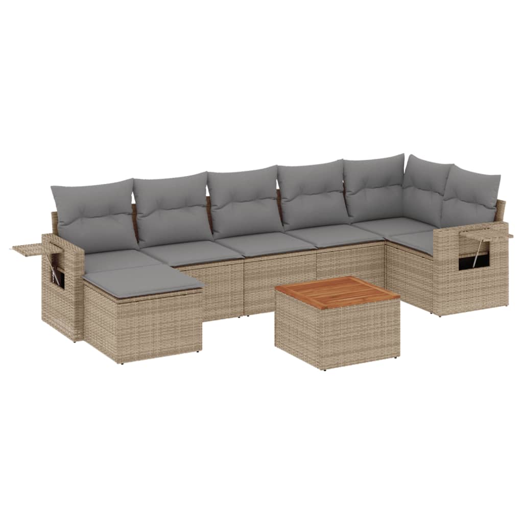 sofasæt til haven 8 dele med hynder polyrattan beige