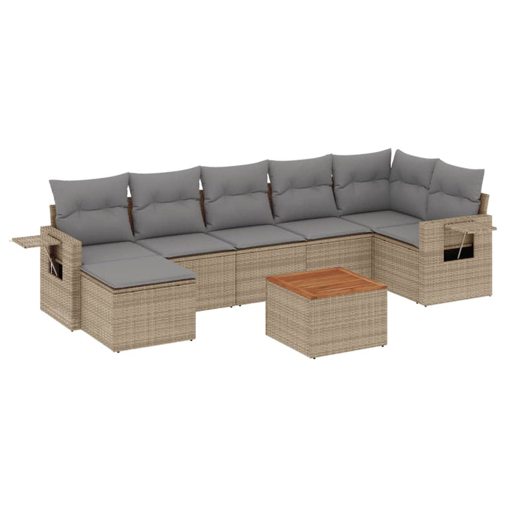 sofasæt til haven 8 dele med hynder polyrattan beige