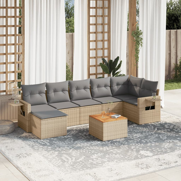 sofasæt til haven 8 dele med hynder polyrattan beige