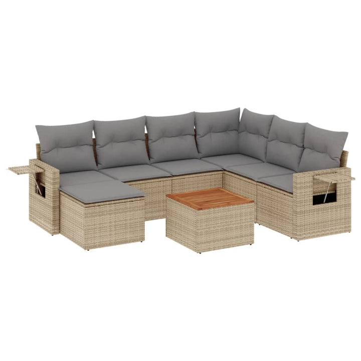 sofasæt til haven 8 dele med hynder polyrattan beige