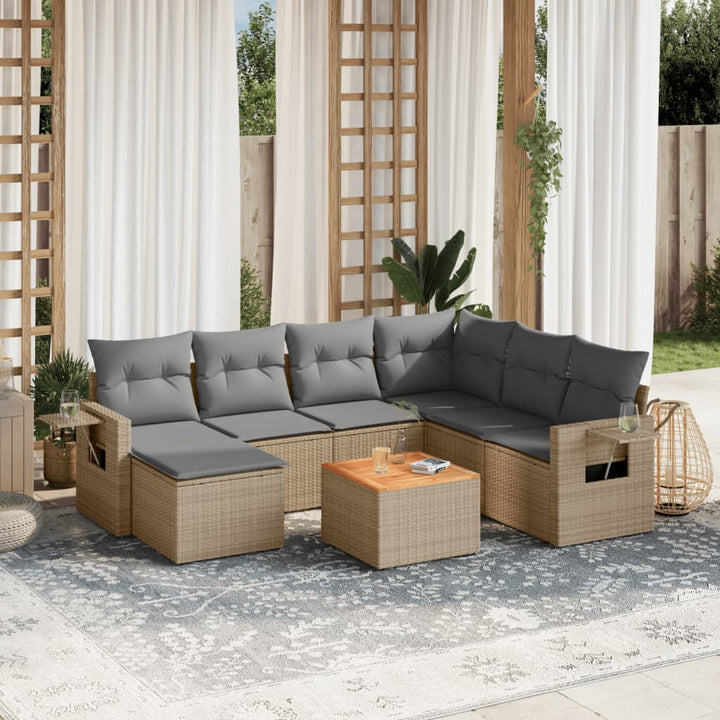 sofasæt til haven 8 dele med hynder polyrattan beige