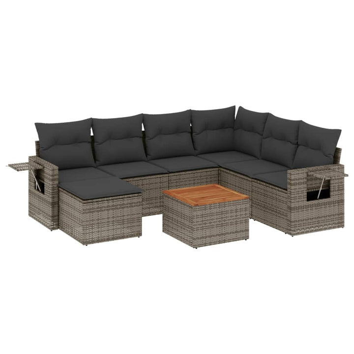 sofasæt til haven 8 dele med hynder polyrattan grå