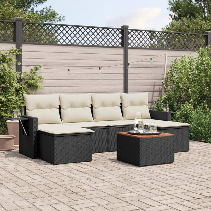 sofasæt til haven 7 dele med hynder polyrattan sort
