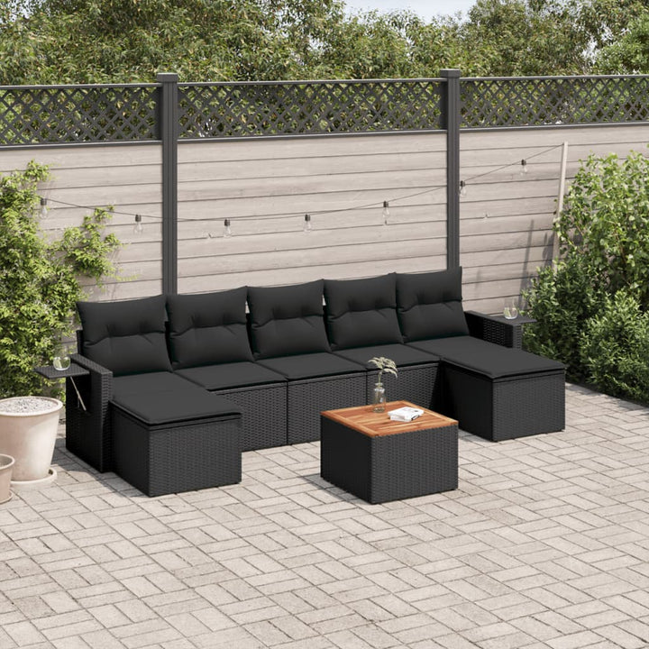 sofasæt til haven 8 dele med hynder polyrattan sort