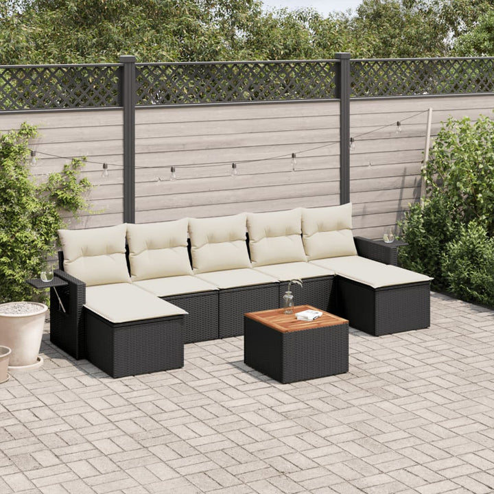 sofasæt til haven 8 dele med hynder polyrattan sort
