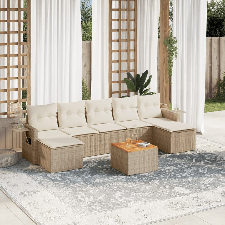 sofasæt til haven 8 dele med hynder polyrattan beige