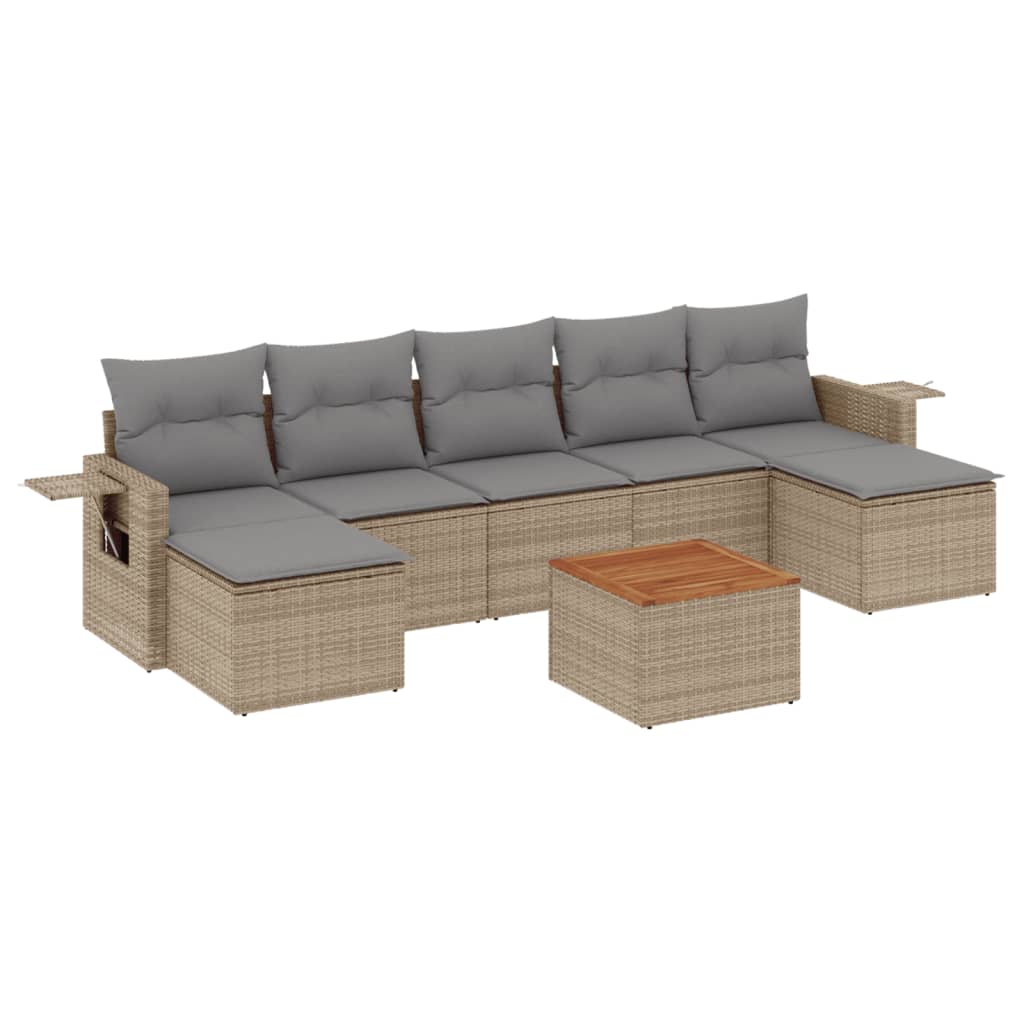 sofasæt til haven 8 dele med hynder polyrattan beige