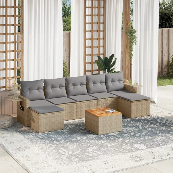 sofasæt til haven 8 dele med hynder polyrattan beige