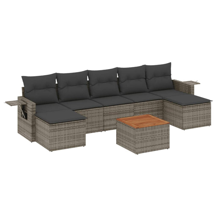 sofasæt til haven 8 dele med hynder polyrattan grå