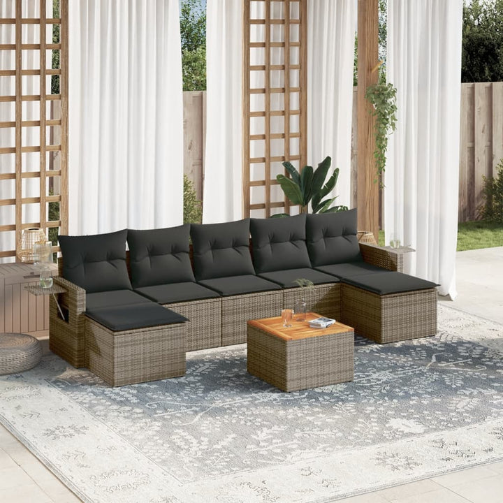 sofasæt til haven 8 dele med hynder polyrattan grå