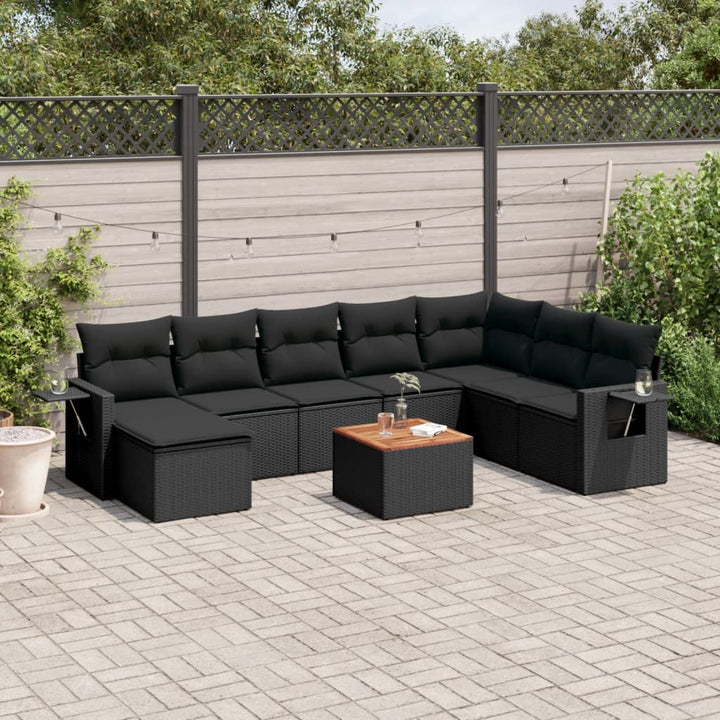 sofasæt til haven 9 dele med hynder polyrattan sort
