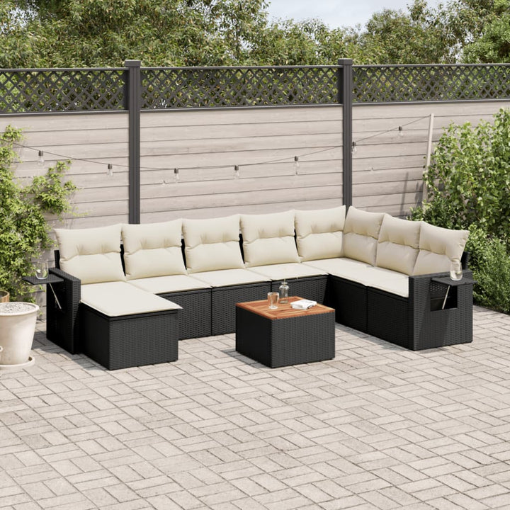 sofasæt til haven 9 dele med hynder polyrattan sort