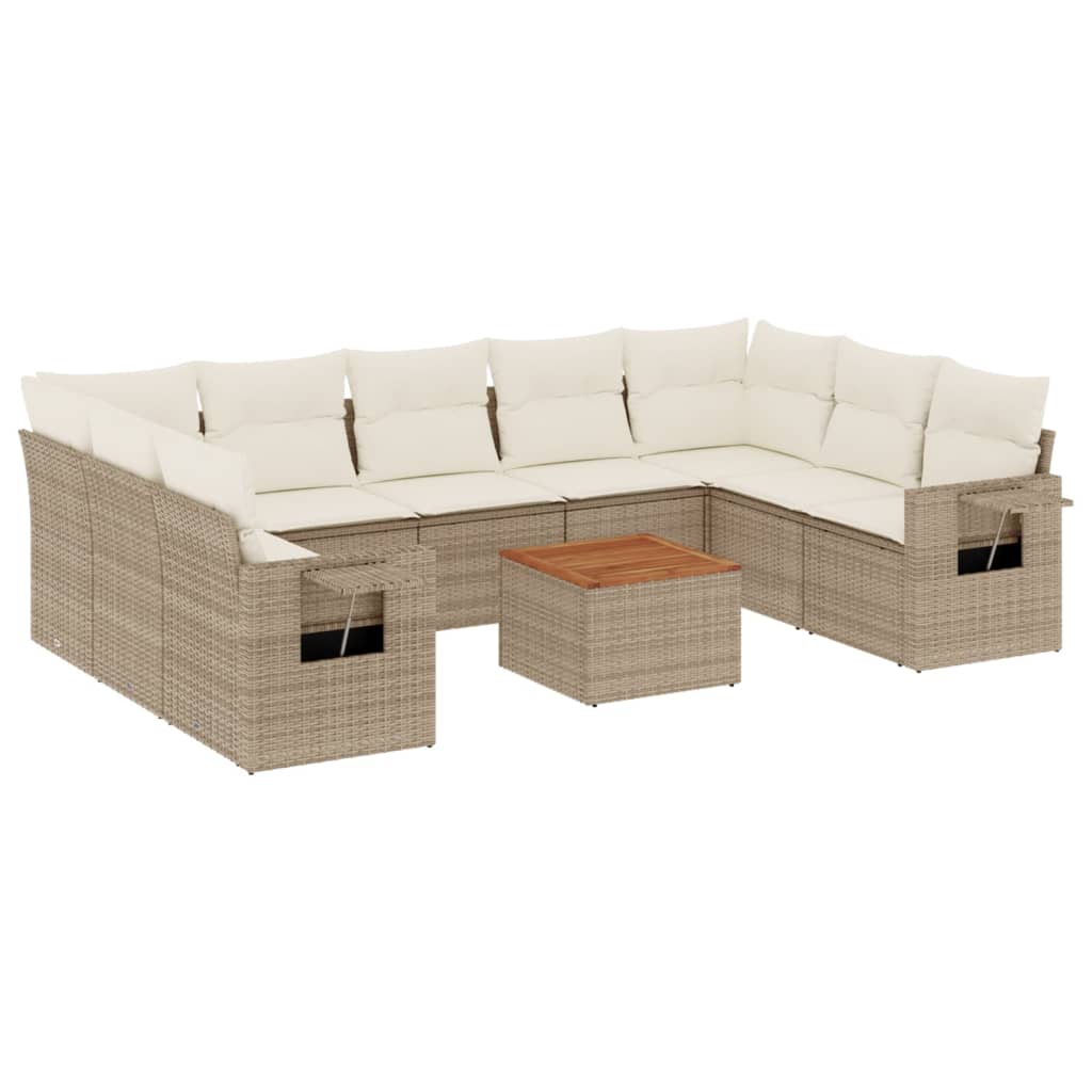 sofasæt til haven 10 dele med hynder polyrattan beige