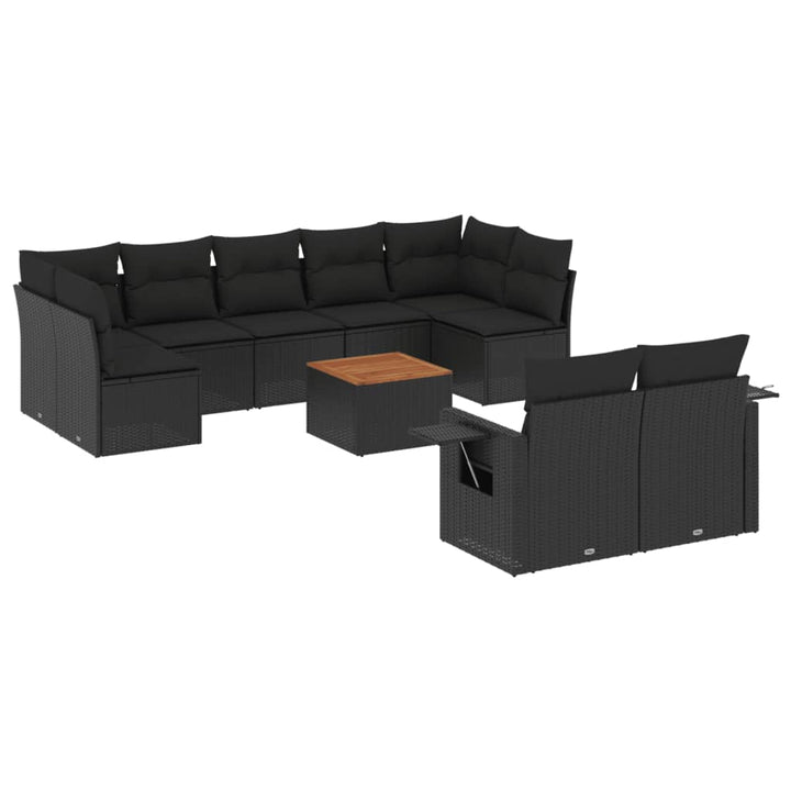 sofasæt til haven 10 dele med hynder polyrattan sort
