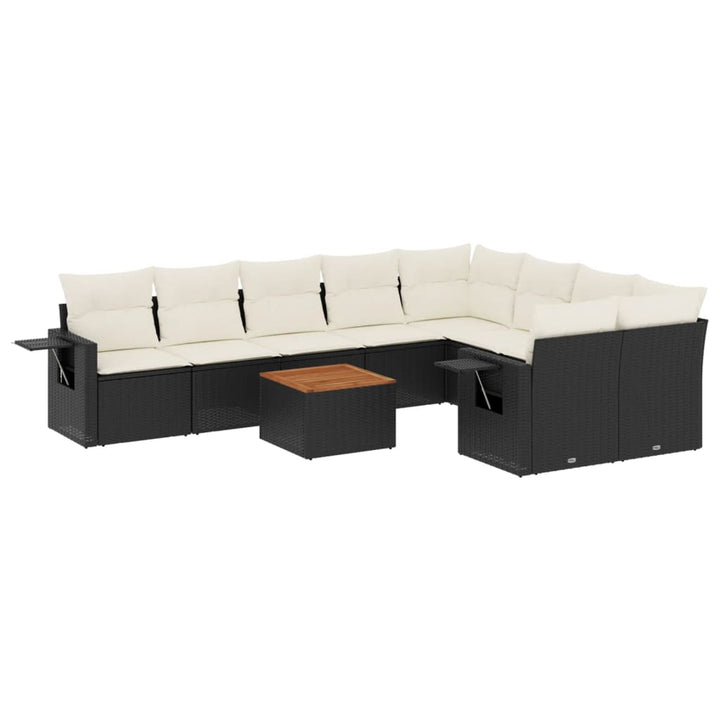 sofasæt til haven 10 dele med hynder polyrattan sort