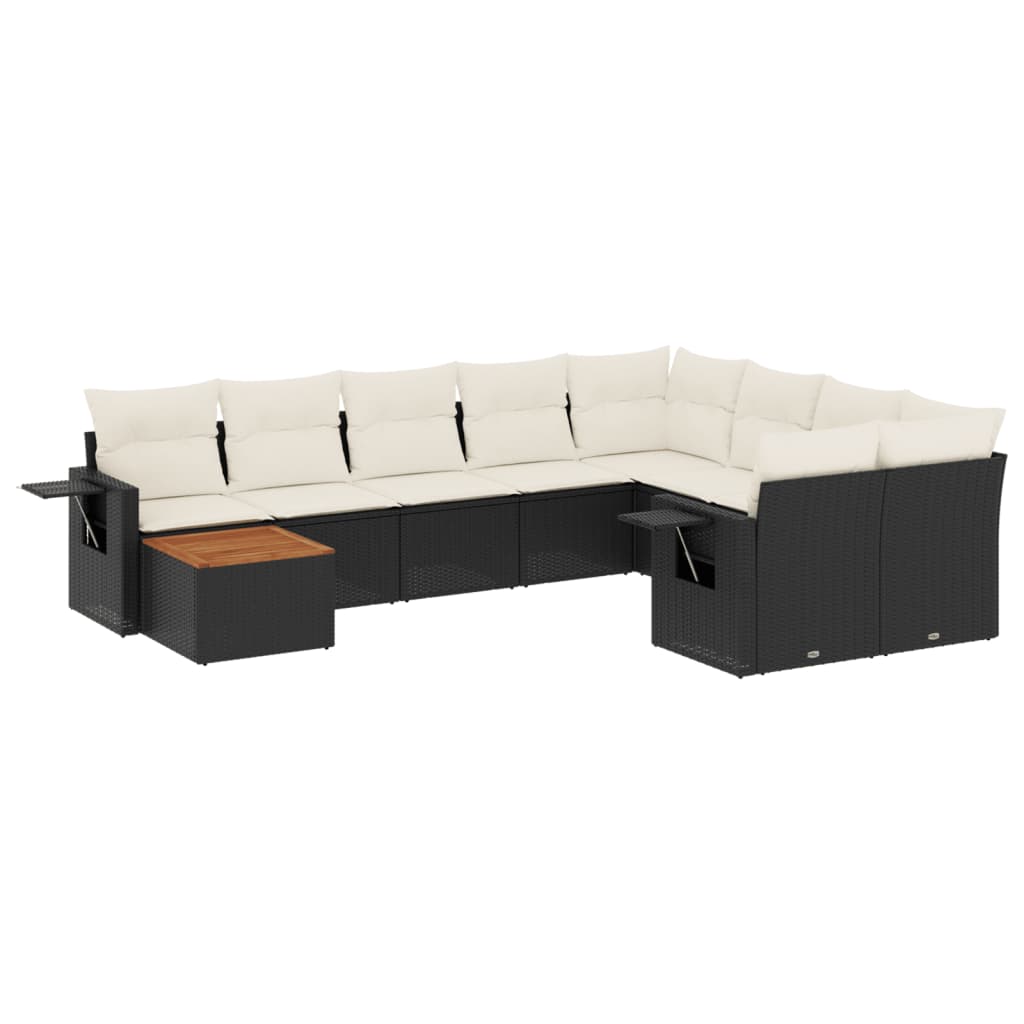 sofasæt til haven 10 dele med hynder polyrattan sort