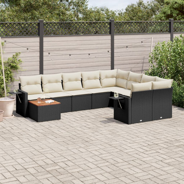 sofasæt til haven 10 dele med hynder polyrattan sort