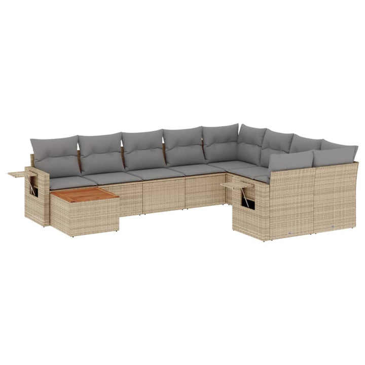 sofasæt til haven 10 dele med hynder polyrattan beige