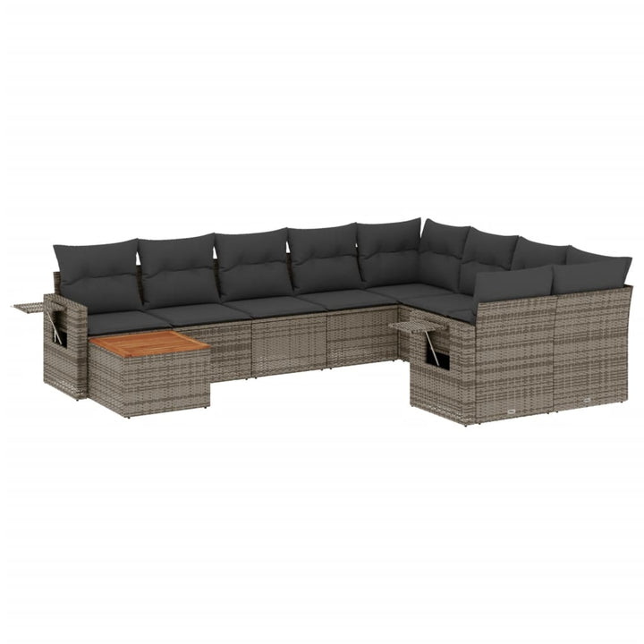 sofasæt til haven 10 dele med hynder polyrattan grå
