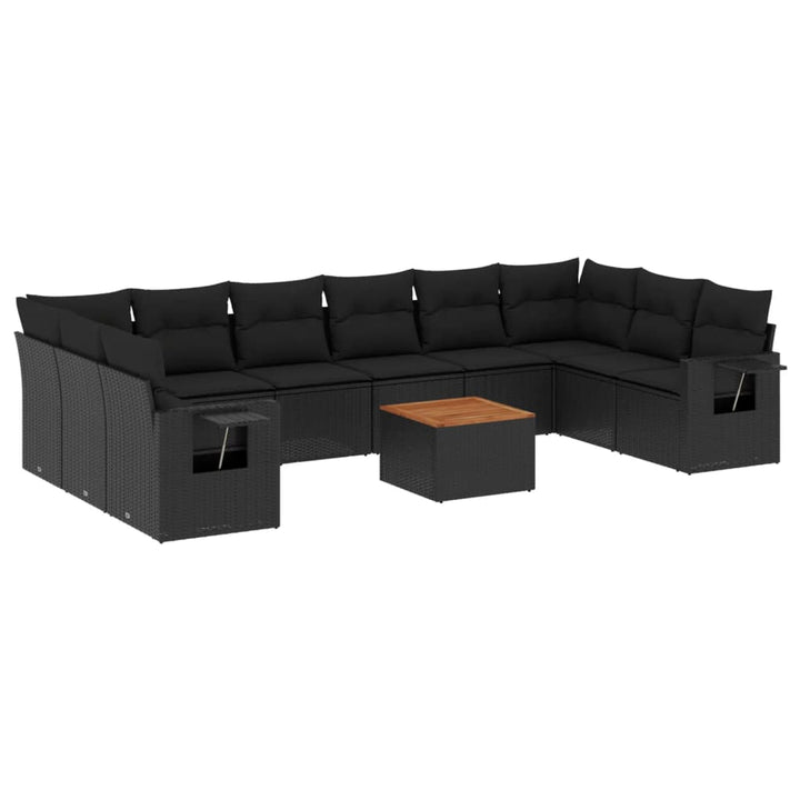 sofasæt til haven 11 dele med hynder polyrattan sort