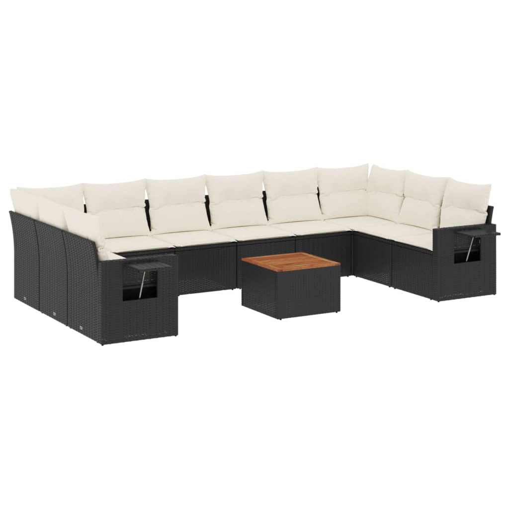 sofasæt til haven 11 dele med hynder polyrattan sort